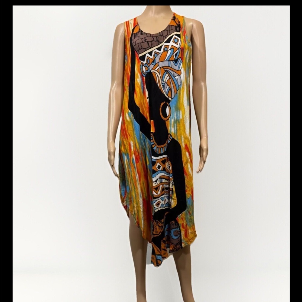 Seven Islands New York Asymmetrical Flowy Dress Women's 2X Resort Wear Hippie